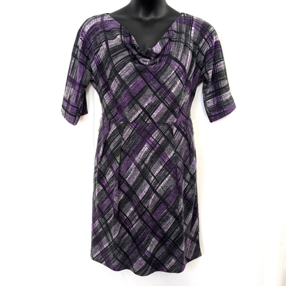 Jessica Howard purple and gray plaid dress